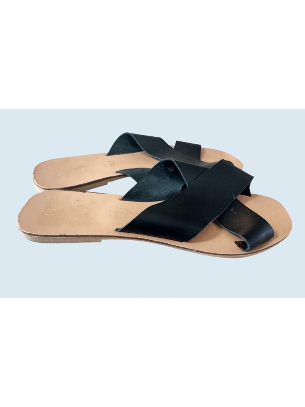 SEYCHELLES Total Relaxation Black Criss Cross Slide Sandals Size 10 - Picture 4 of 8